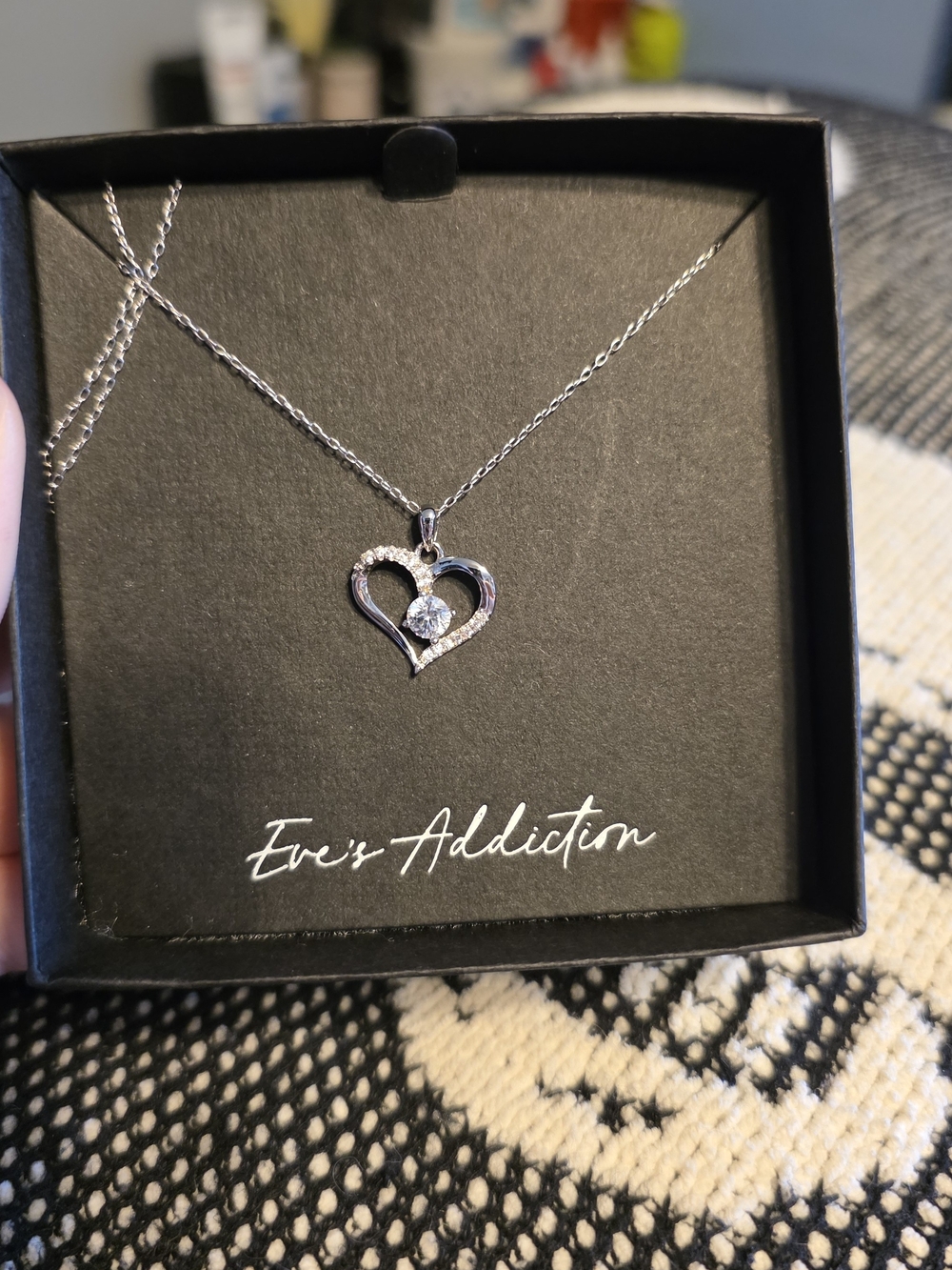 Addiction Silver Heart Pendant Necklace with Clear Crystal Accent